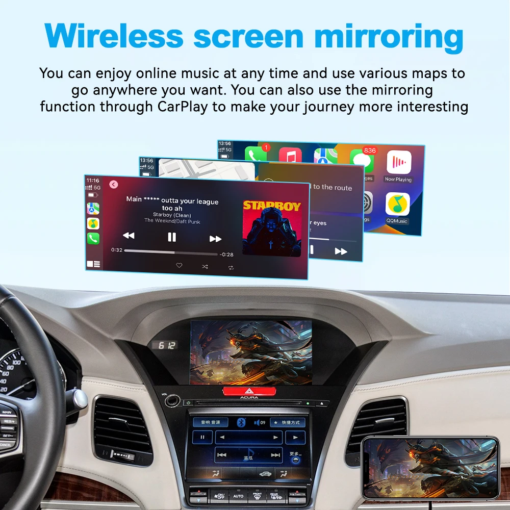 JoyeAuto CarPlay module supports wireless and wired screen projection and is applicable to Acura 2014-2018 RDX ILX TLX RLX MDX