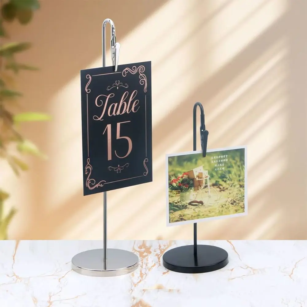 

Black Clamps Metal Place Card Holder Non-Slip Base Versatile Photo Clip Elegant Wedding Table Stands Wedding Decoration
