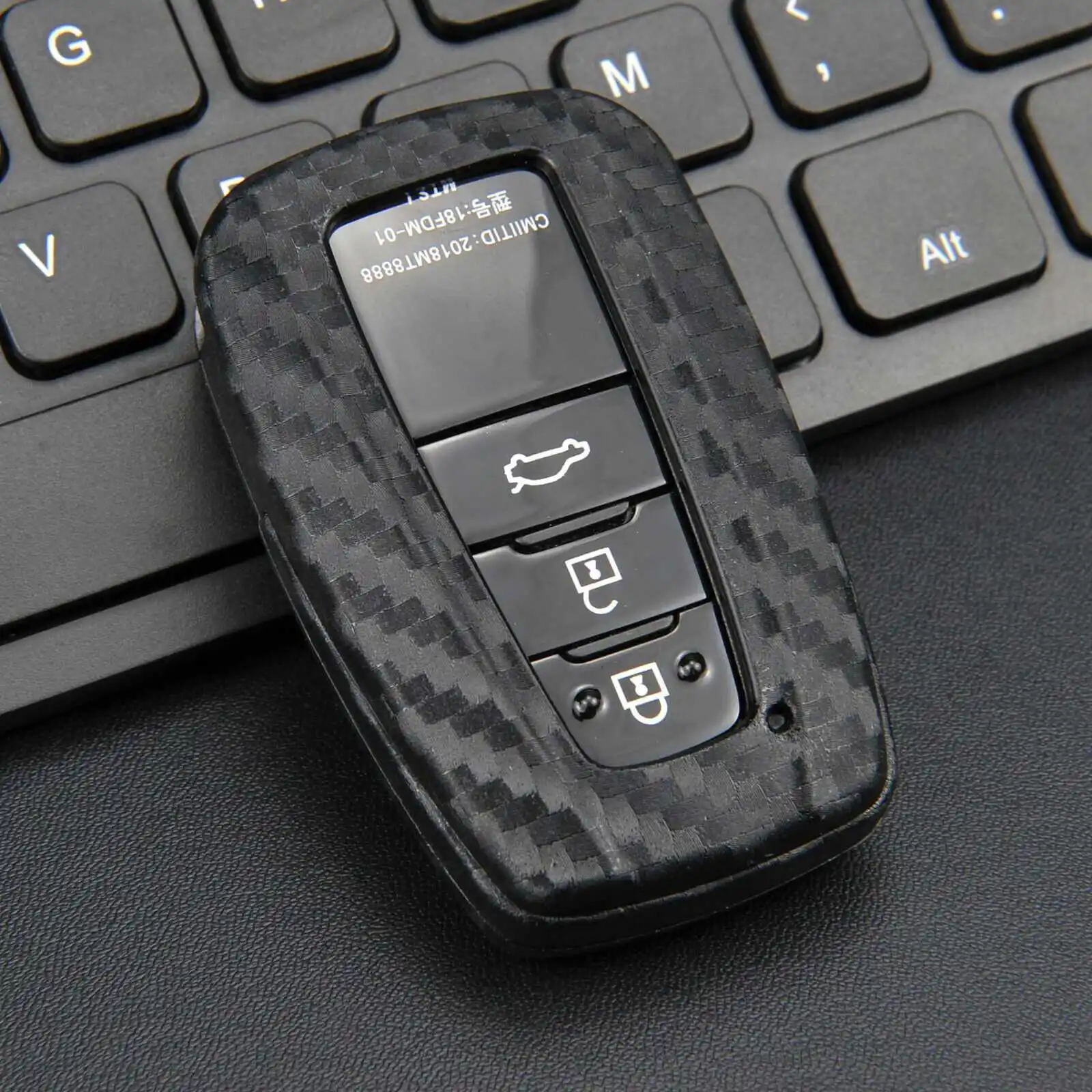 Silicone Carbon Fiber Car Smart Key Case Cover for Toyota Camry RAV4 CHR Prius Corolla Avalon 2018 2019 2020 2021