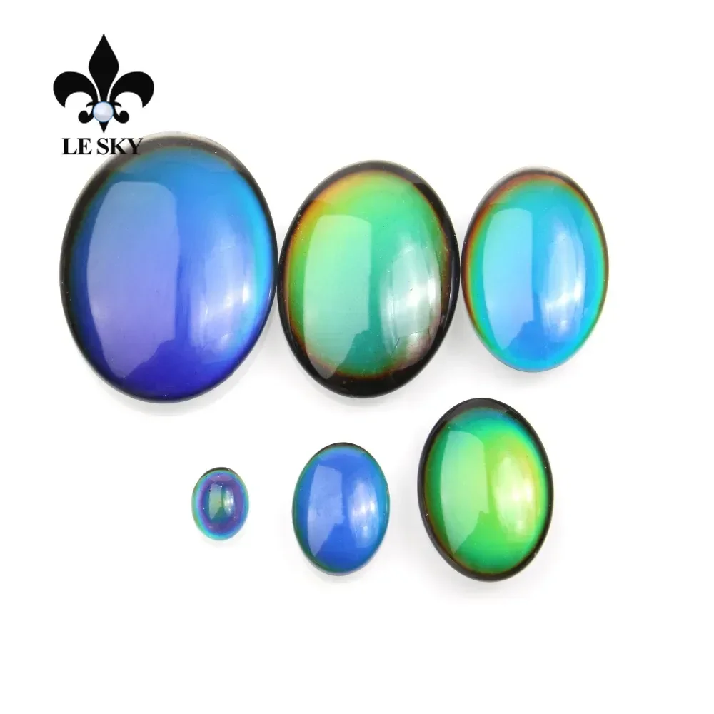 5pcs/bag Cabochon Color Change by Temperature Oval Shape No Hole Glass Cabochons Bead Wholesal for Making Jewelry DIY Rings