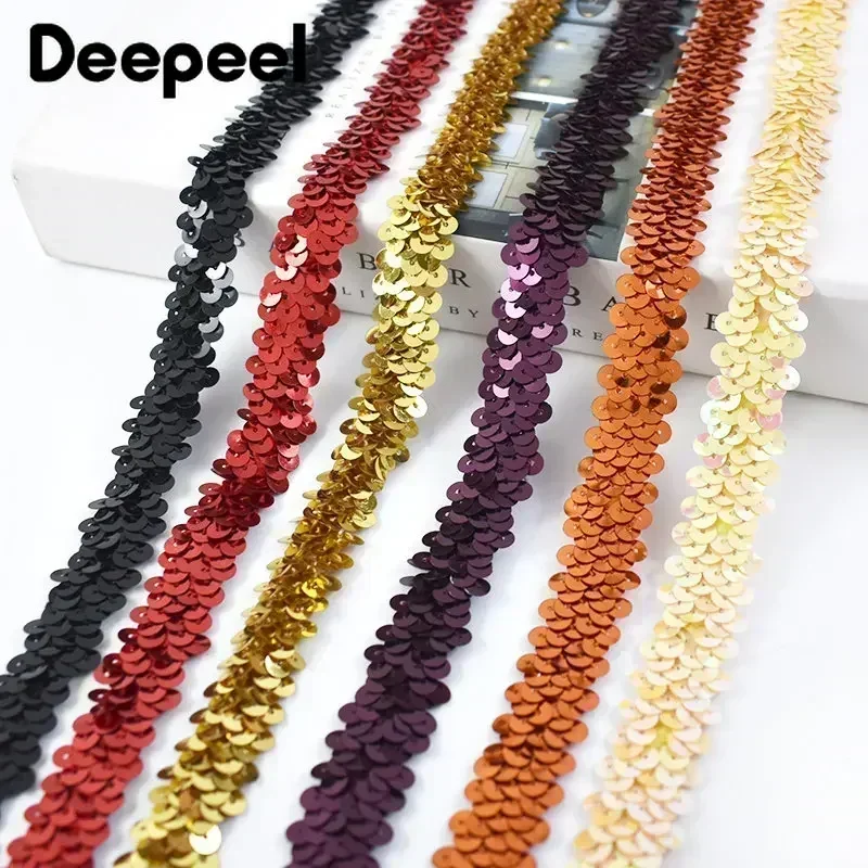 2/5/10Meters Deepeel 20mm Sequins Lace Ribbon Trim Strech Elastic Band Wedding Dress Garment Decoration DIY Sewing Accessories