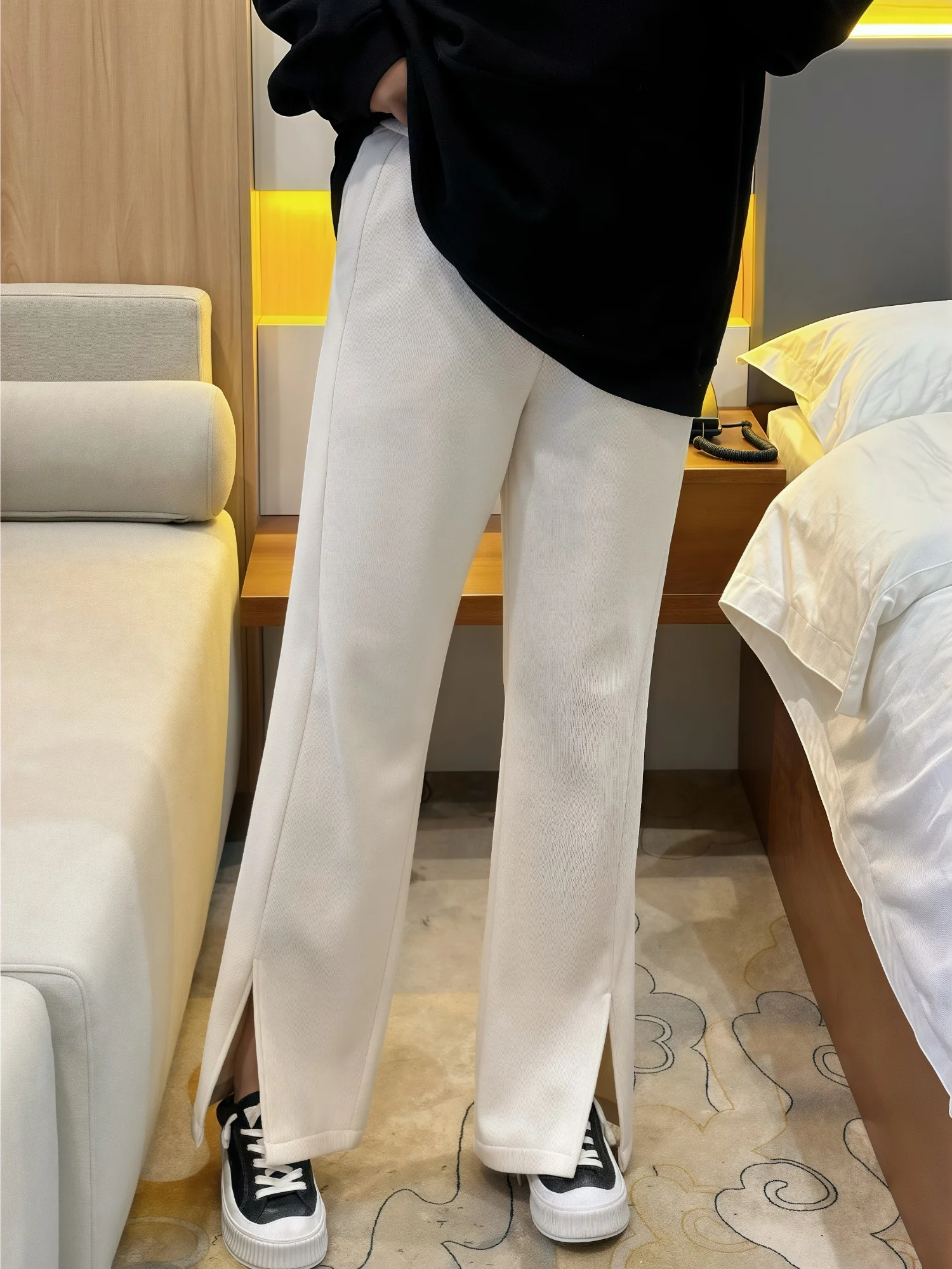 

plus Size Women's Casual Fleece Lined Pants High Waist Long Trousers Slimming Effect Autumn Winter New Style O7299 by Thick S...