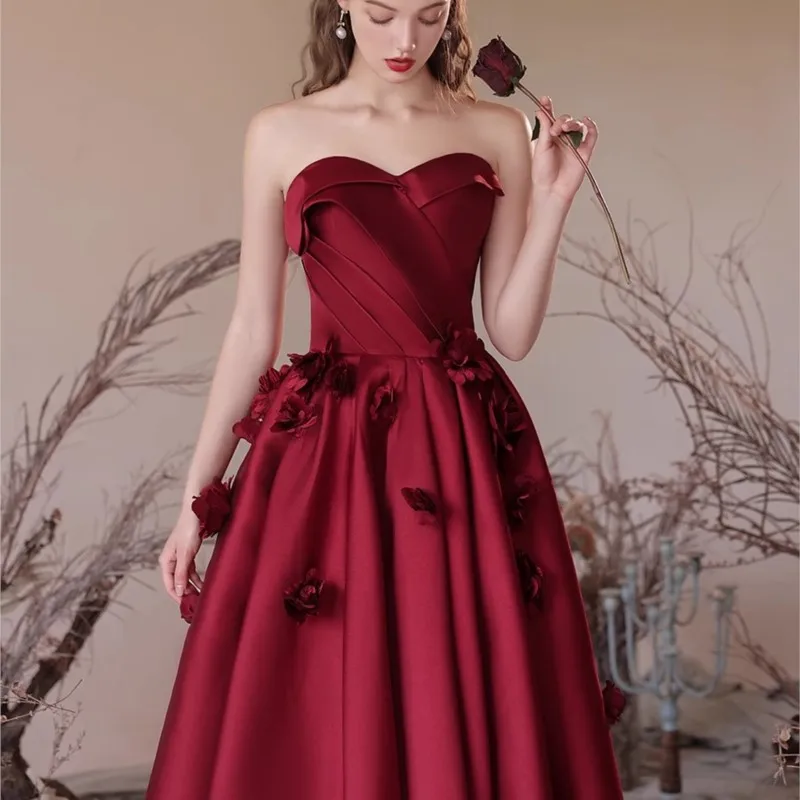 Toasting the new Burgundy flower dress with top chest