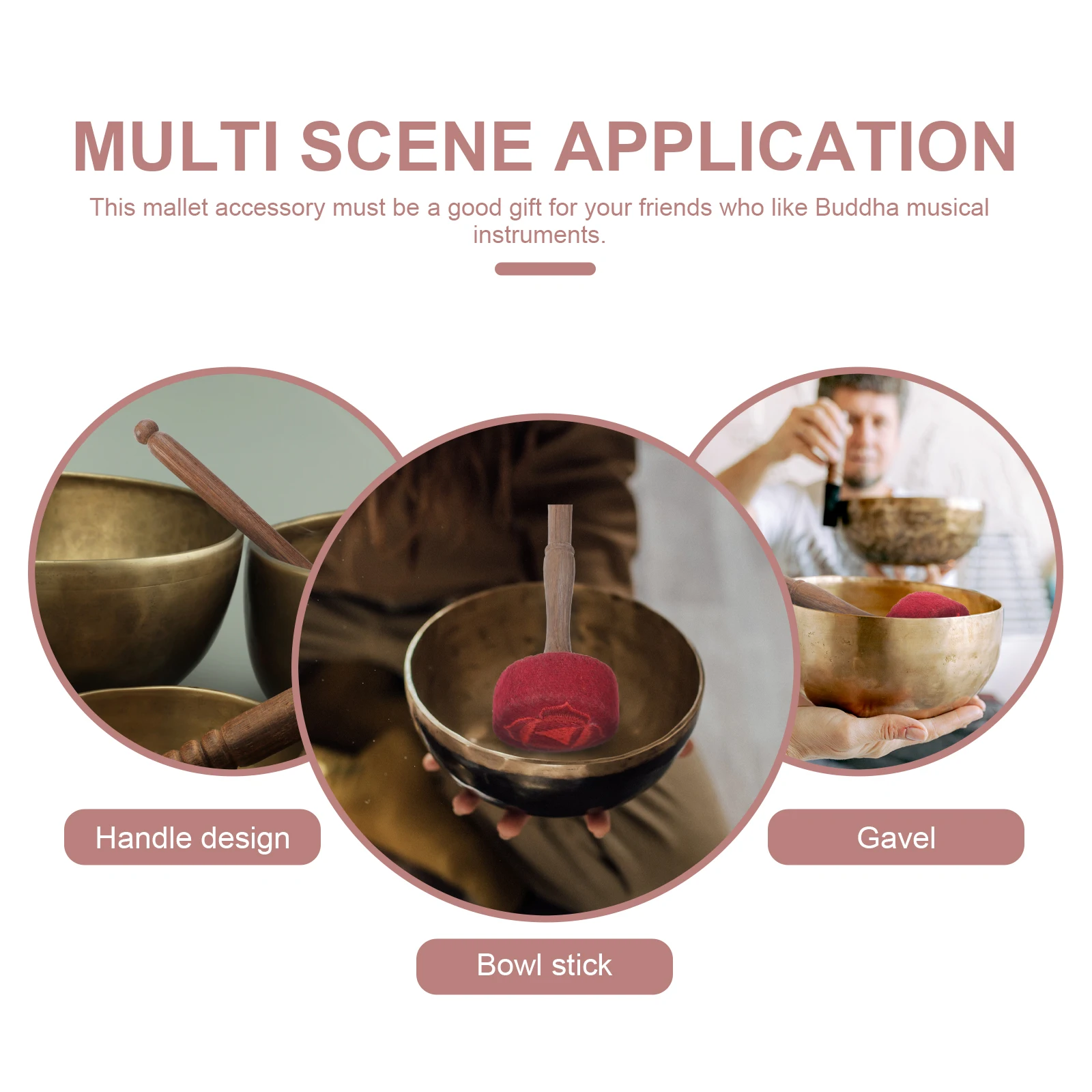 

Singing Bowl Mallet Wooden Stick Durable Premium Material Lightweight Portable Sound Bowl Accessory Buddha Meditation Stick