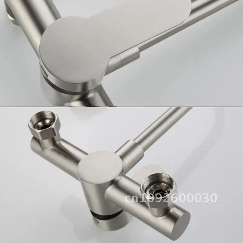 304 Stainless Kitchen Steel Sink Faucet Wall-Mounted Hot Cold Water Mop 2 Faucet Sink Taps Pool Laundry Mixer Pool Modes Basin