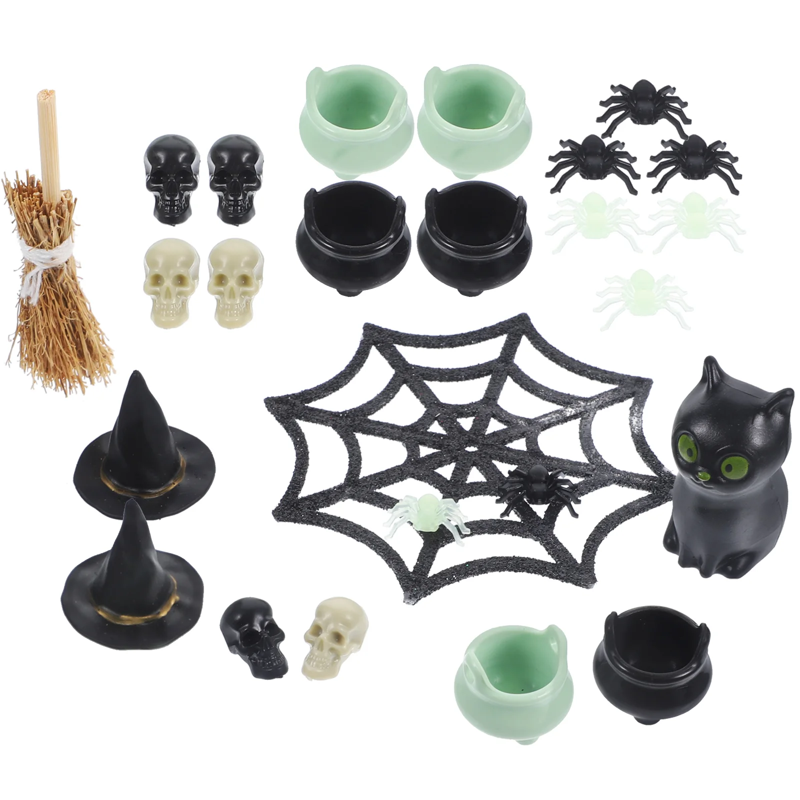 Halloween Home Decor Party Accessories Miniature House Skulls Suite Witch Cap Miniatures For Crafts Plastic Boilers Things