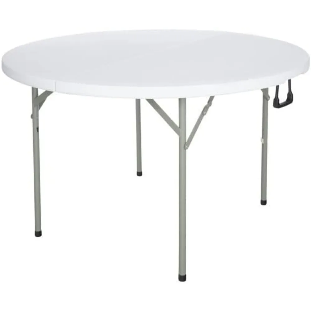 

48" White Round Plastic Table Four Foot Bi-Folding Table Round Folding Table Plastic Folding Tables 4 Foot Round Fold