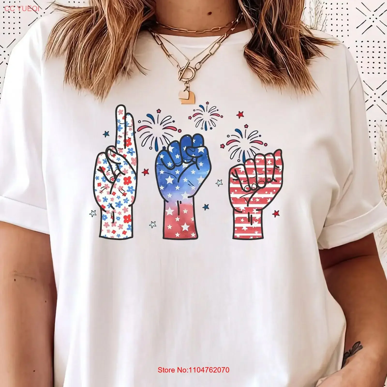 USA Sign Language T Shirt ASL 4th of July America Sped Teacher Patriotic Independence Day vintage Washed Soft Unisex Slightly