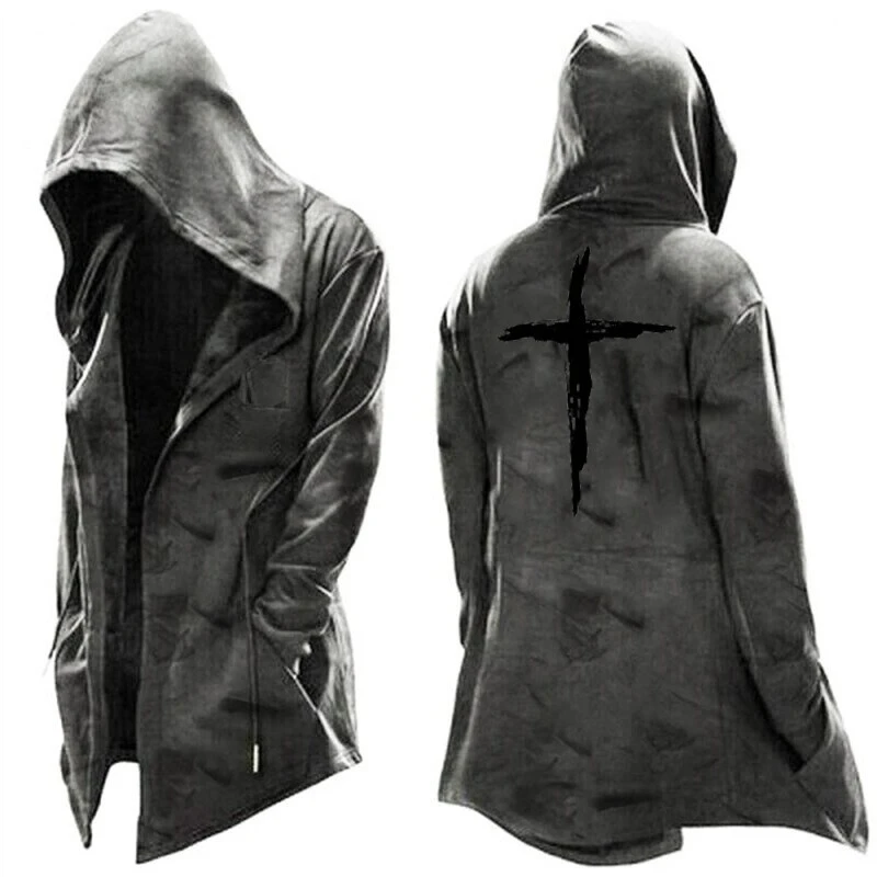 Amazon European and American Men's Clothing New Cape Simple Casual Hooded Drawstring Halloween Men's Funny Thriller Simpleness