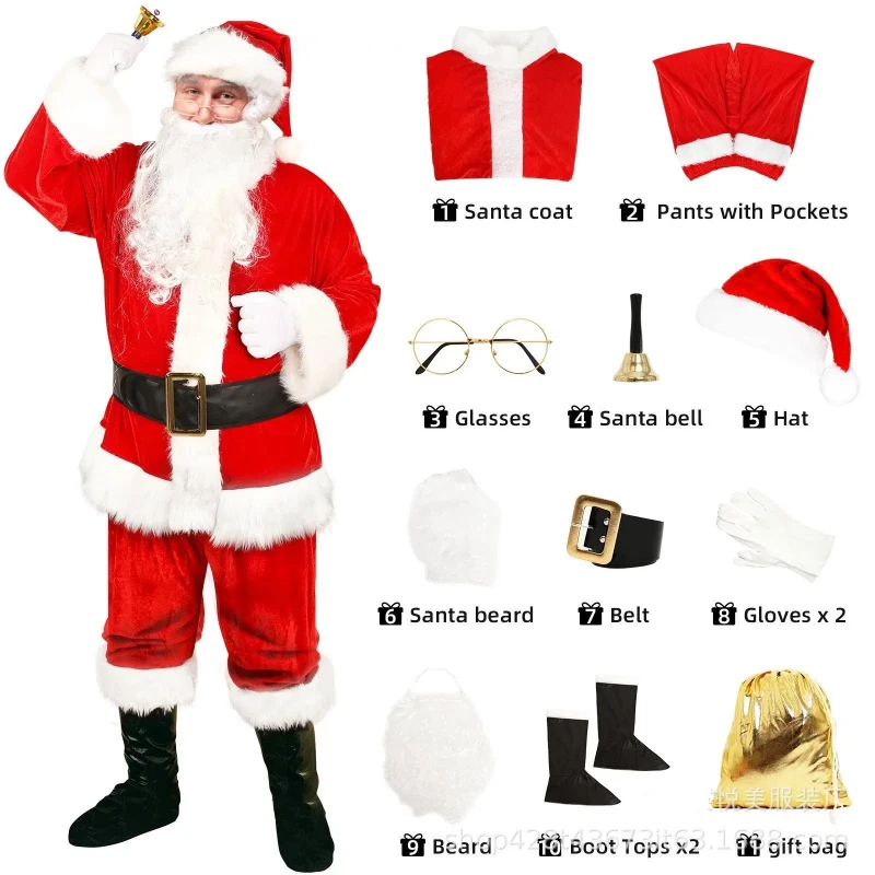 Santa Claus Makeup Ball Stage Performance Costume Christmas Genie Green Haired Monster Grinch Performance Costume