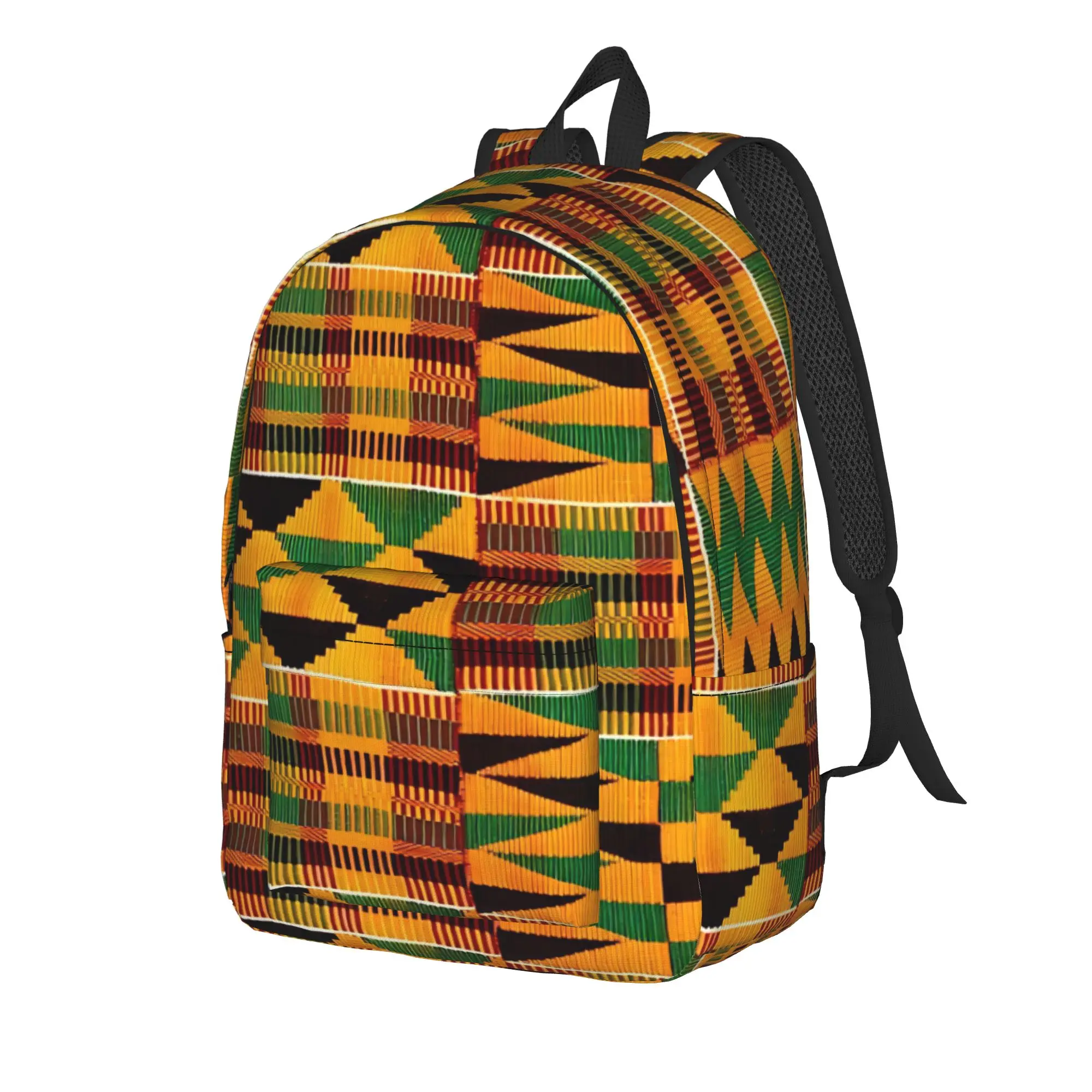 African Pattern Authentic Kente Cloth Backpack  University Backpacks Unisex Fun School Bags High Quality Lightweight Rucksack