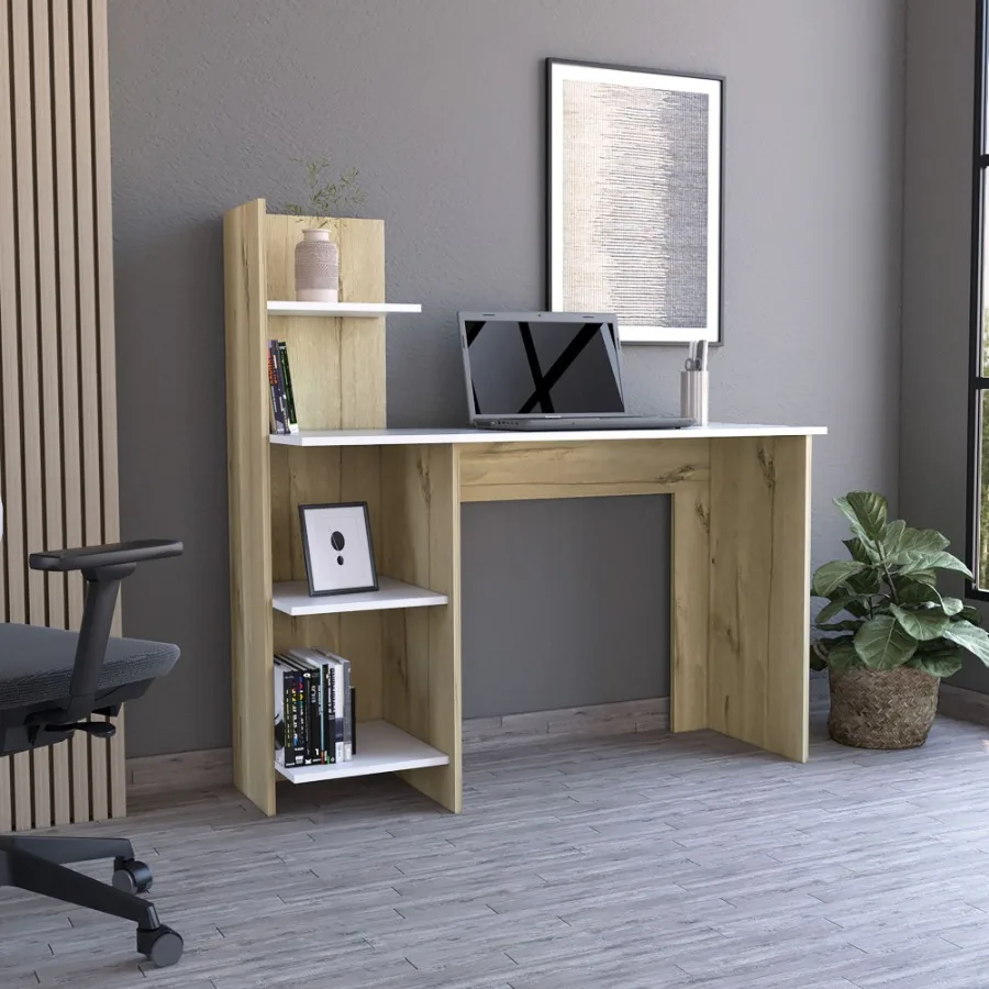 

DEPOT ESHOP Toronto 120 Writing Desk Four Shelves White Pine