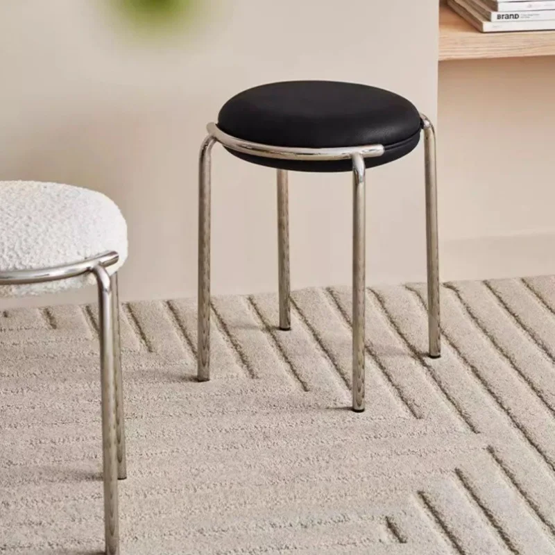 Stainless Steel Stool Modern Simple Soft Package Dining Stool Cafe Stackable Creative Bedroom Dressing