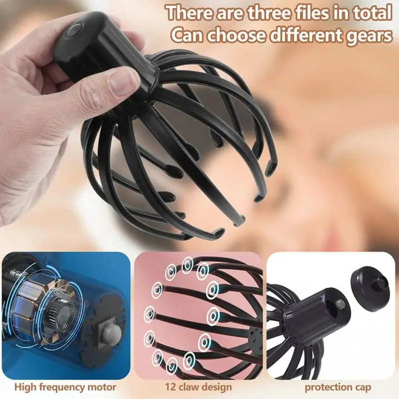 Electric Head Massager Octopus Massager 3 Modes Scalp Massager Therapy Device Cordless Portable Head - Image 6