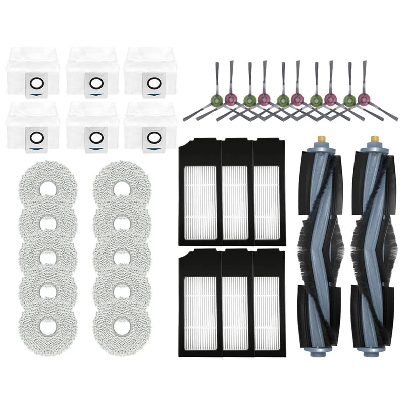 A69X-For Bork V830 Robot Vacuum Dust Bag Main Side Brush Hepa Filter Mop Rag Replacement Parts(34Pcs) Accessories