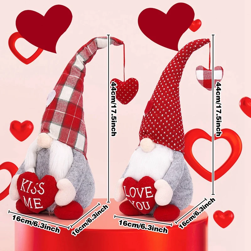 Decorazioni per gnomi di san valentino-2 pezzi gnomi di san valentino decorazioni per la tavola di casa in peluche, Mr & Mrs. Sweet Gnome svedese su muslimate