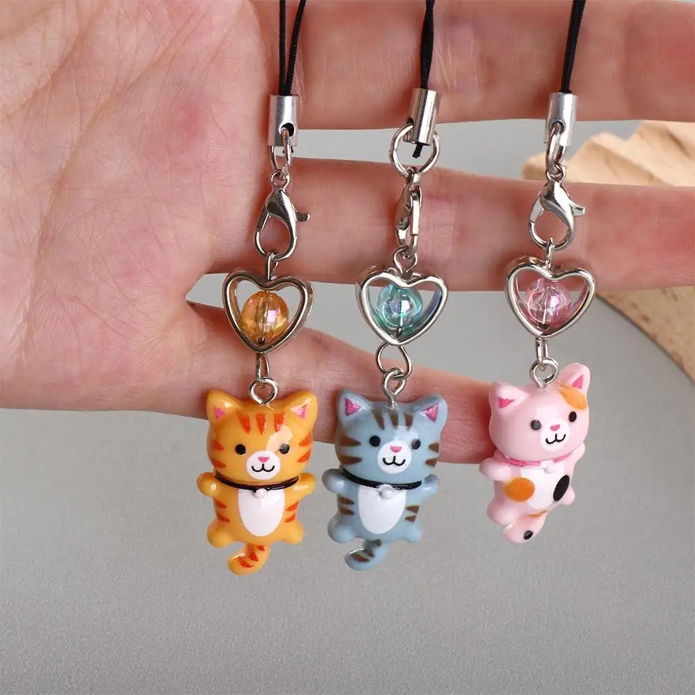 Cat Pendant Cat Phone Strap Cellphone Chain Anti Lost Y2K Phone Charm Key Ring Keychain Phone Lanyard Backpack Ornament