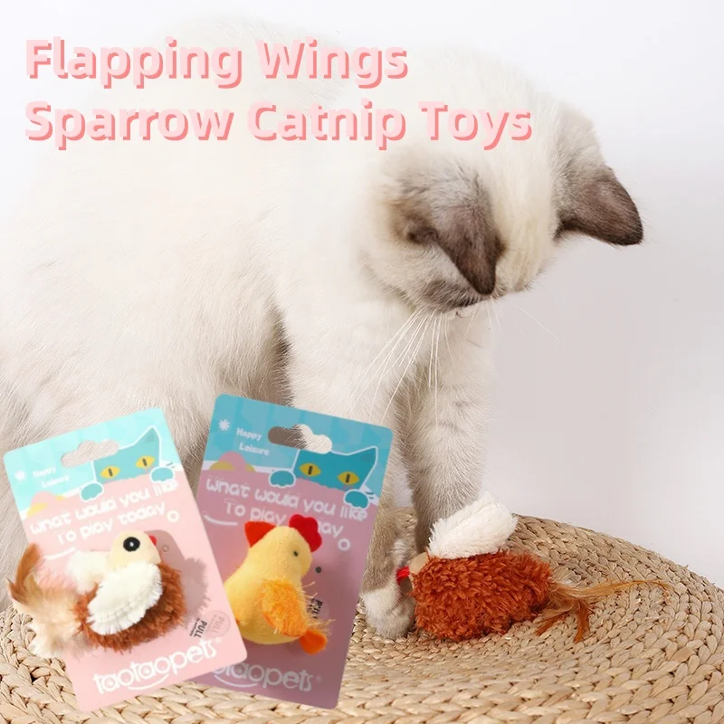 Interactive Cat Toys Bird Cat Toy Flapping Wings Sparrow Catnip Toys Vivid Chirpi]ng Simulation Bird Interactive Cat Toy 고양이 장난감