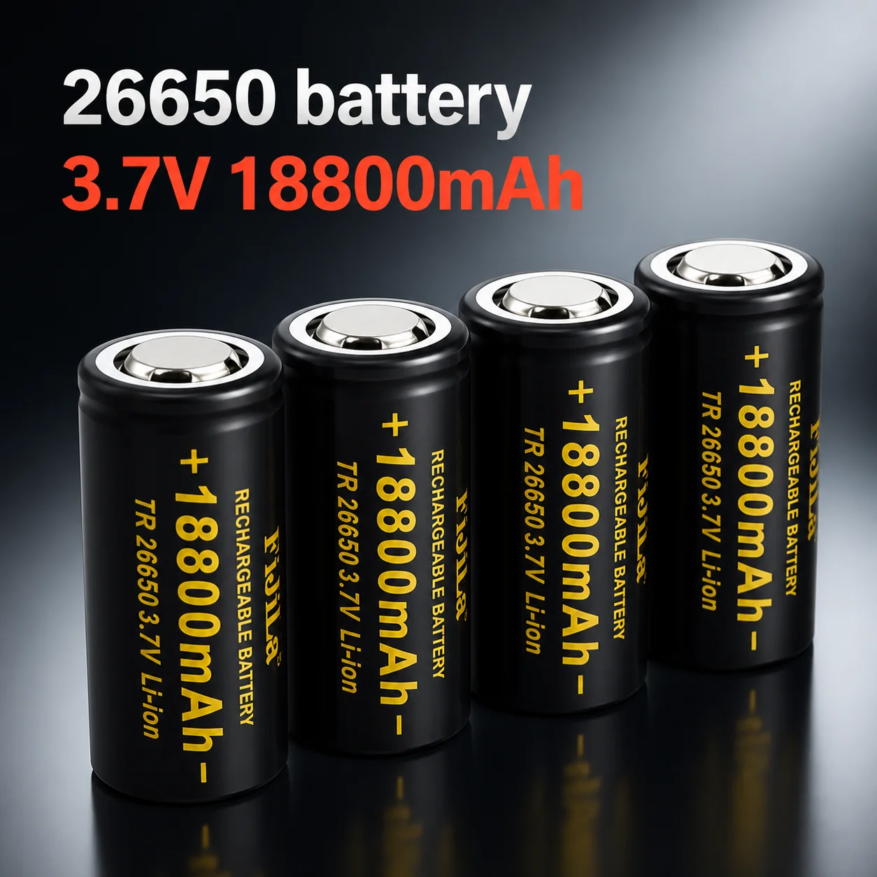 26650 3.7V 18800mAh 50A Li-ion Rechargeable Battery for LED Flashlight, Compatible with 26650 Torch Battery Cell