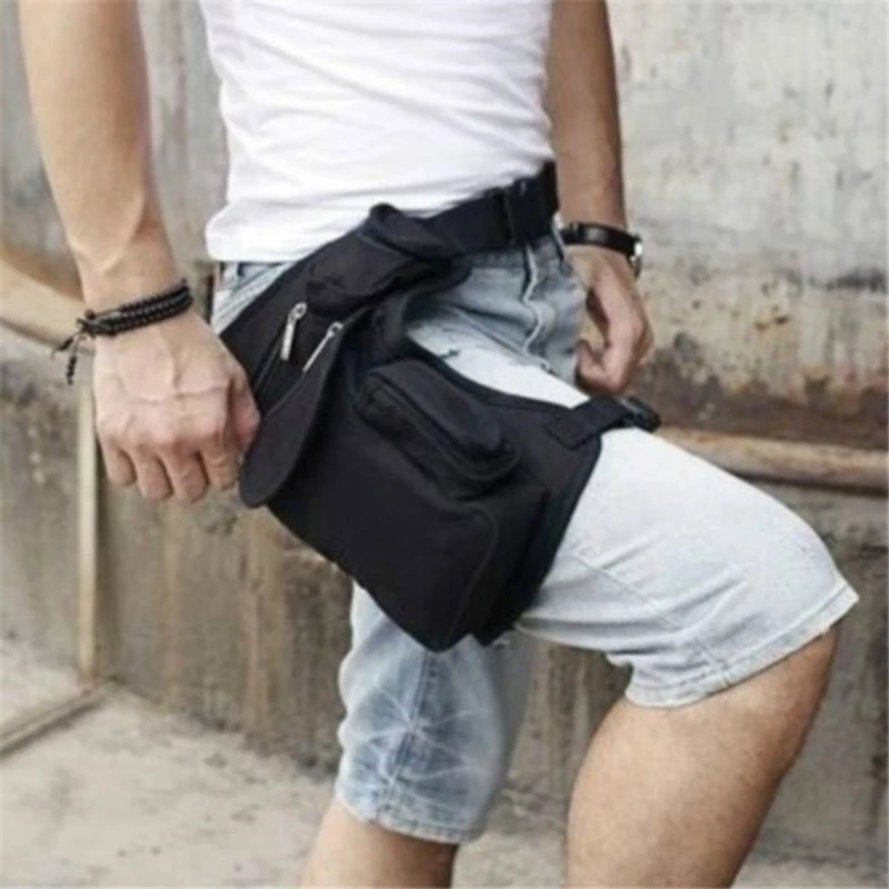 Male Canvas Drop Leg Bag Waist Bag Fanny Pack Belt Hip Bum Travel Multi-purpose Motorcycle Messenger Shoulder Bags