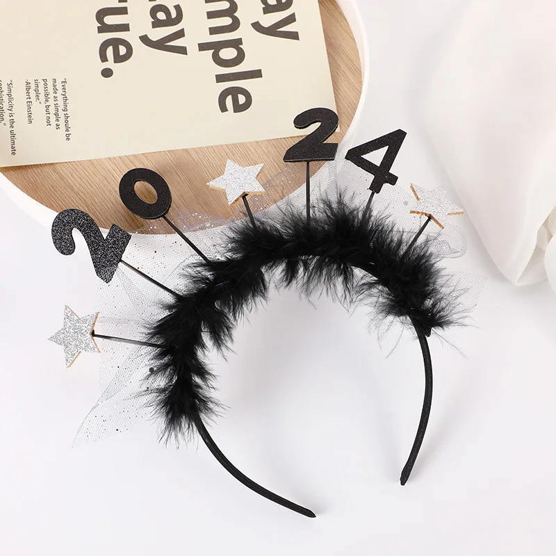 Halloween Cosplay Costume Party  Children's Hair Band 2024 Word Feather Sequins Star Headband Hair Accessories