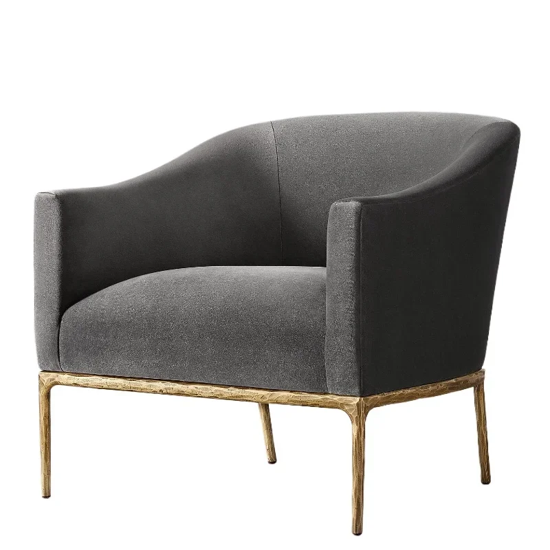 

American modern wrought iron stool brass retro armchair metal stainless steel fabric sofa villa furniture