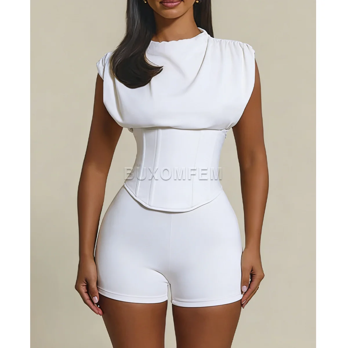 Ladies Seamless Chest Hugging Sleeveless Jumpsuit Women's Elastic Detachable Strap Bodysuits Ladies Stylish Modeling Jumpsuits image 3
