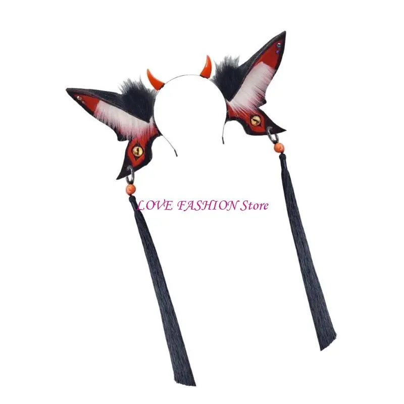 Hairbands Devil Eye Hairbands Adorkable Propss Halloween Anime Headbands ปาร์ตี้หูฟังขนสัตว์ขนสัตว์ขนยาวสำหรับเทศกาลดนตรี Y166