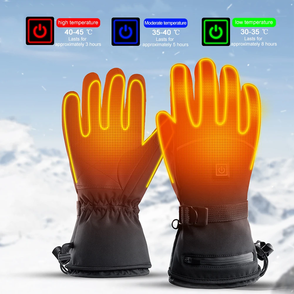

Motorcycle Bicycle Skiing Heated Gloves Battery Powered Winter Warm Outdoor Non-slip Heated Gloves 3 Gear Hand Warmer Gloves