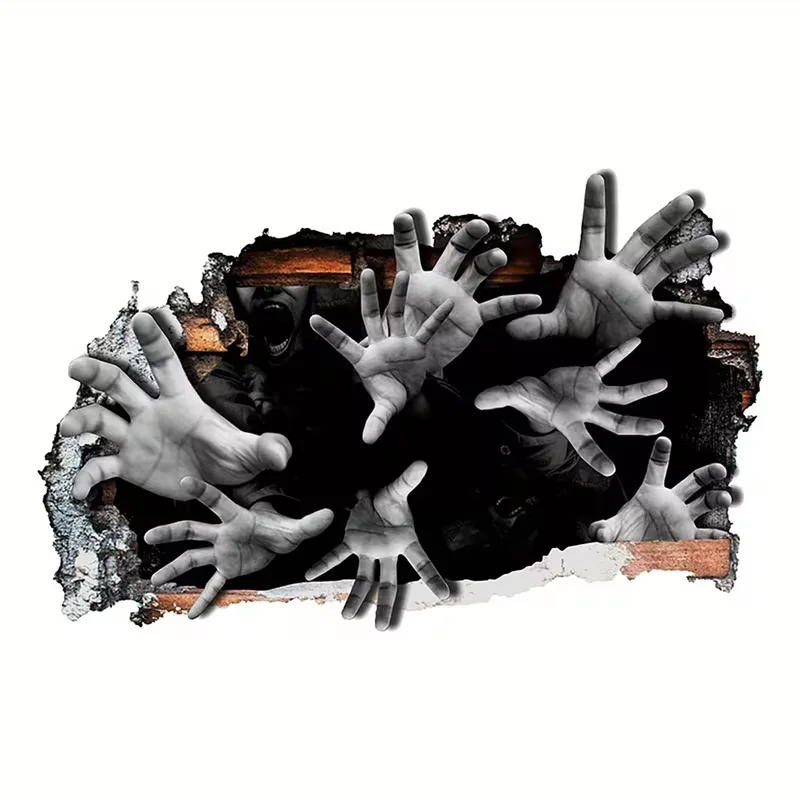 3D Realistic Blood Hand Crack Floor Stickers, Suitable for Halloween, Tear off Fake Blood Drop Effect
