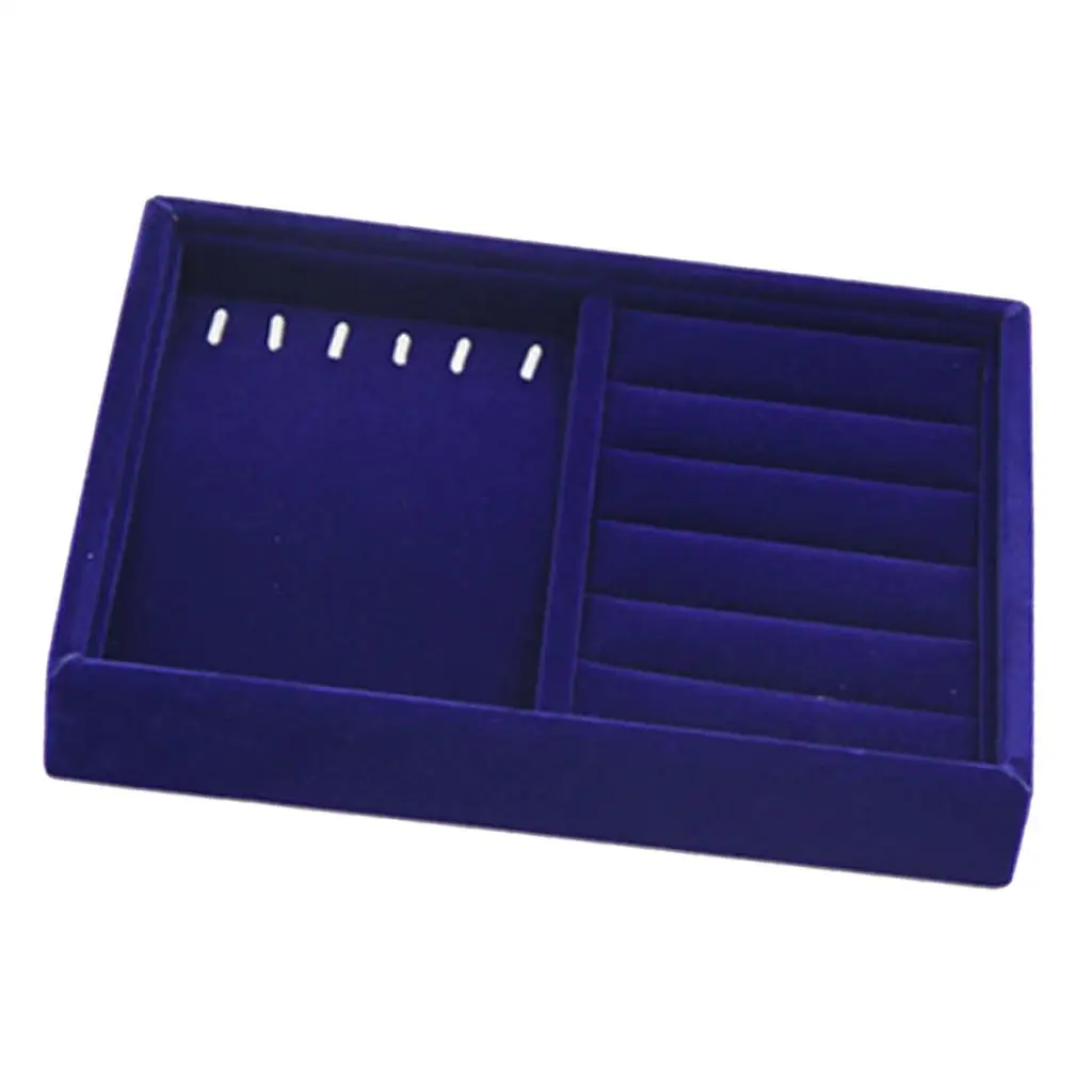 صينية مجوهرات مخملية متعددة الوظائف قابلة للتكديس لتخزين العرض