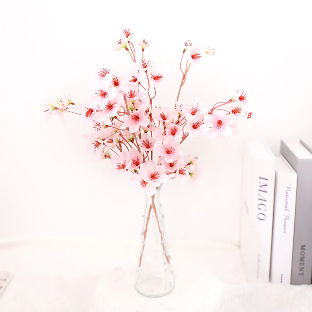  1/3 قطعة زهر الكرز الزهور الاصطناعية الحرير الوردي زهر البرقوق ورد صناعي النباتات غرفة الزفاف في الهواء الطلق ساحة حديقة الديكور #6