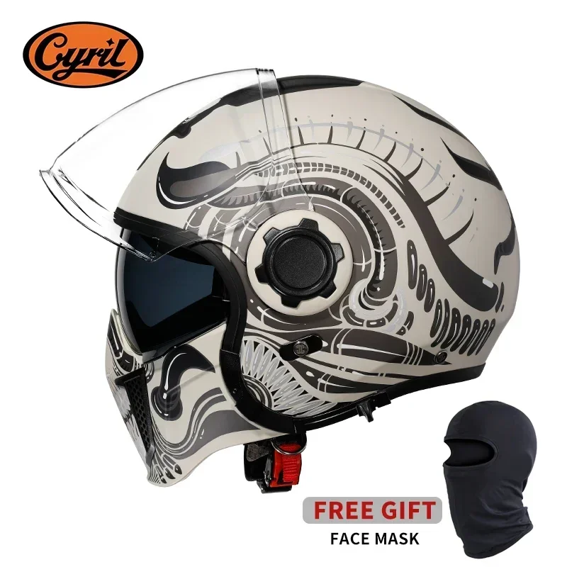 Modulaire Motorhelm Volledige Gezicht Open Gezicht Retro Helmen DOT ECE GOEDGEKEURD CYRIL OP12A Capacete De Moto Masculino