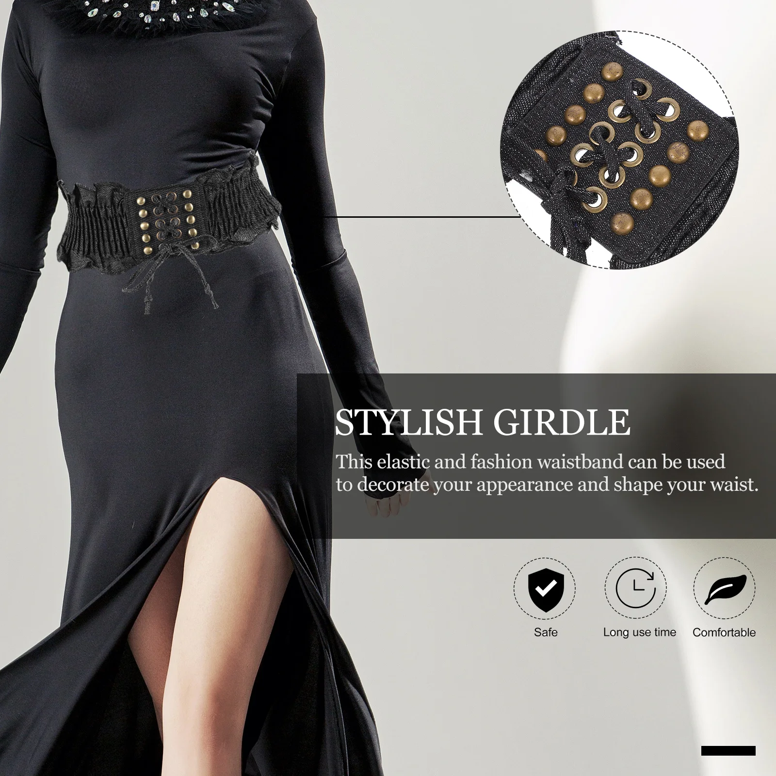 1 قطعة حزام الخصر الموضة مطاطا مكرامية الدنيم حزام قابل للتعديل مريحة للتنفس للنساء ارتداء اليومي حزام مرن