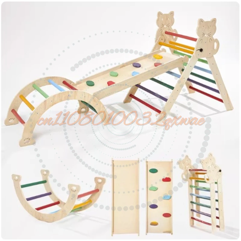 Climbing Pickler Triangle Wooden Piklers Triangle Play Gym With Ramp And Rocking Arch Indoor Playgroun