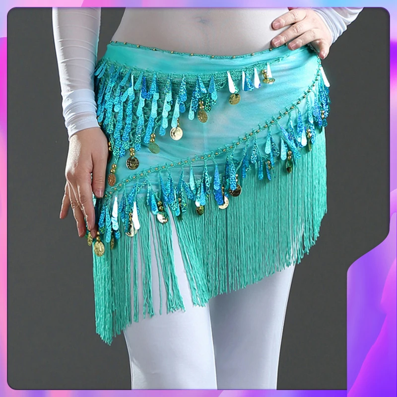 9 Color Tie-dye Oriental Belly Dance Hip Scarf Coins Belt Women Bellydance Costume Accessories ceinture danse du ventre