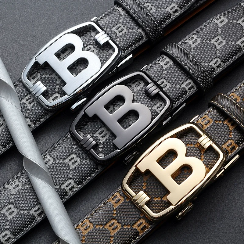 

Men's Belt Luxury Brand Automatic B Buckle Fashionable Leather Belt For Men Cowhide Belt Male