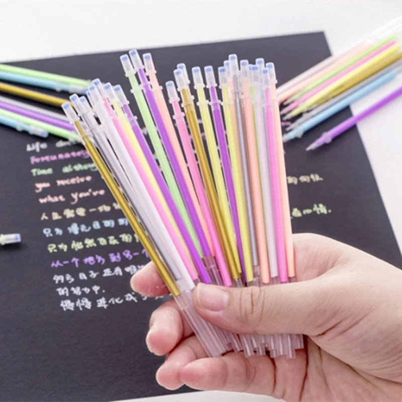 9 PCS/lot Pen Refill Multi-color Gel Pen Refills Painting Drawing Glitter Highlighters Pen Art Markers School Office Supplies