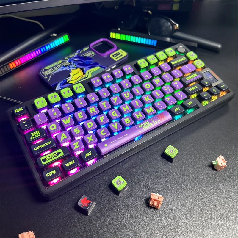 Imagem -03 - Eva Temático Roxo Keycaps Custom Faça Você Mesmo Mda Perfil Key Caps para Jogos Acessórios de Teclado Mecânico Rainbow 75 Pudim