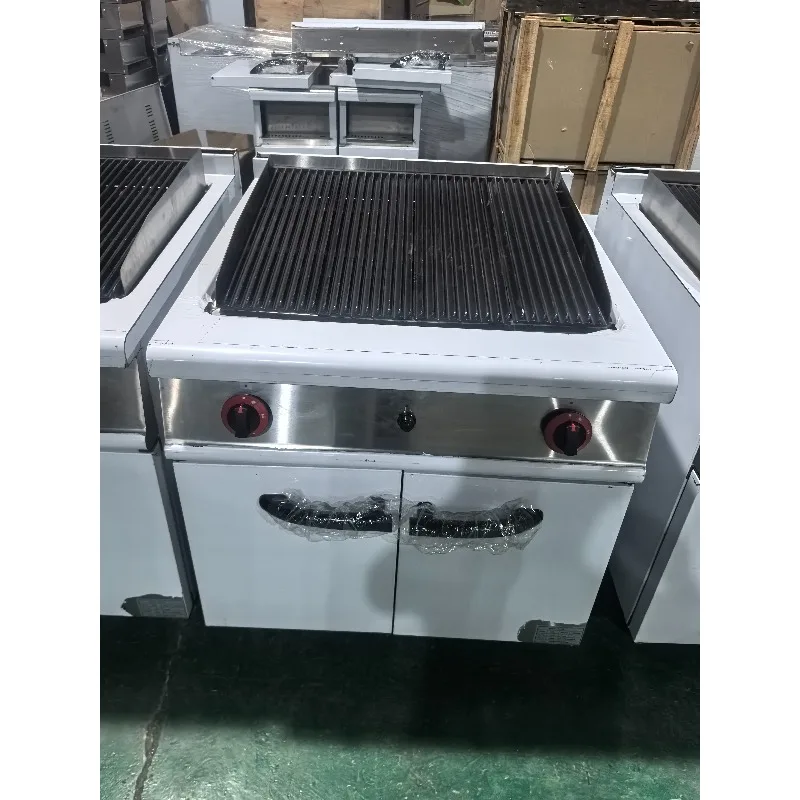 Restaurant Kitchen Combination Barbecue Grill Commercial Free Standing Gas Griddle with Lava Rock Grill and Cabinet XH