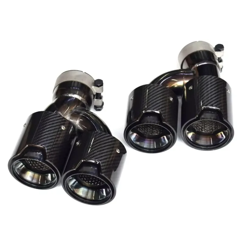 Inlet 67mm Car Exhaust Tip Carbon Fiber Dual Muffler Pipes Tips view 4
