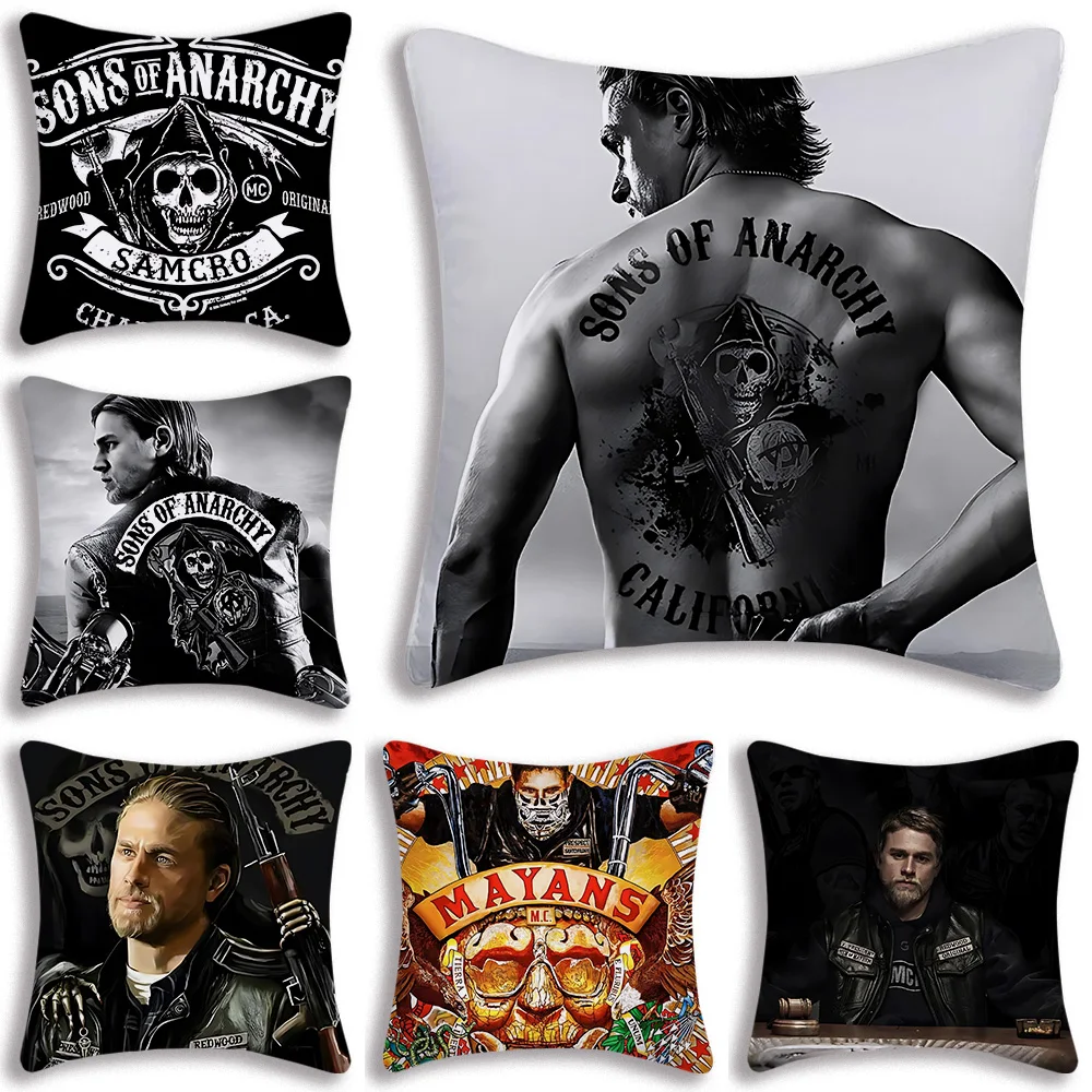 

TV Series Sons Of Anarchy Pillow Covers Cartoon Sofa Decorative Home Double-sided Printing Short Plush Cute Cushion Cover