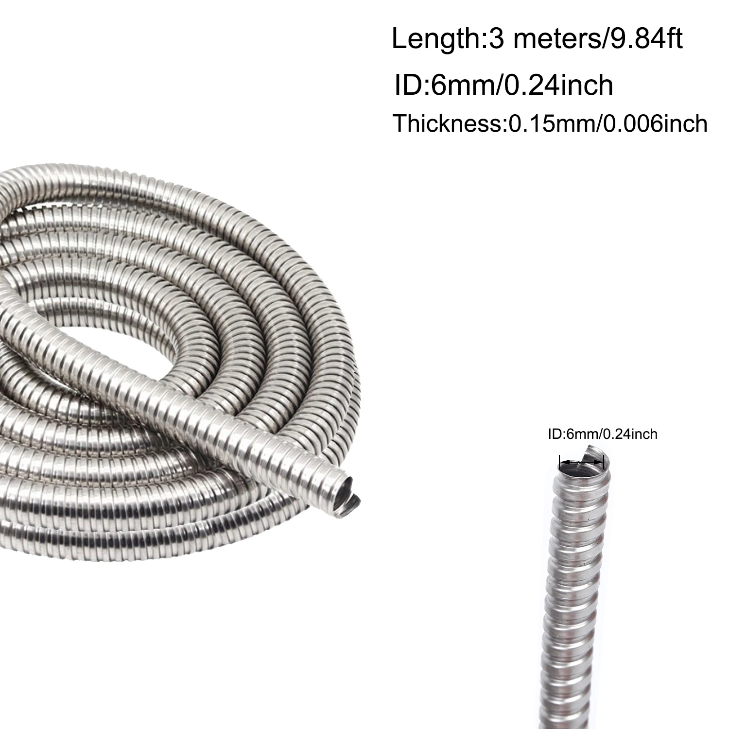 Length 3 Meters Flexible 304 Stainles Steel Corrugated Pipe Wire Line Cable Conduit Protect Hose Tube Inner Diameter 4mm-20mm image 3