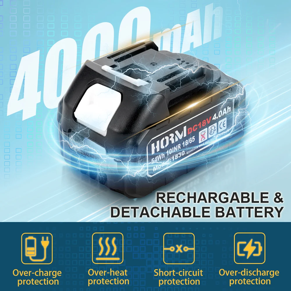 Rechargeable Lithium Battery Series 18V/21V Charger For Cordless Drill/Saw/Screwdriver/Wrench/Angle Grinder Brushless Power Tool