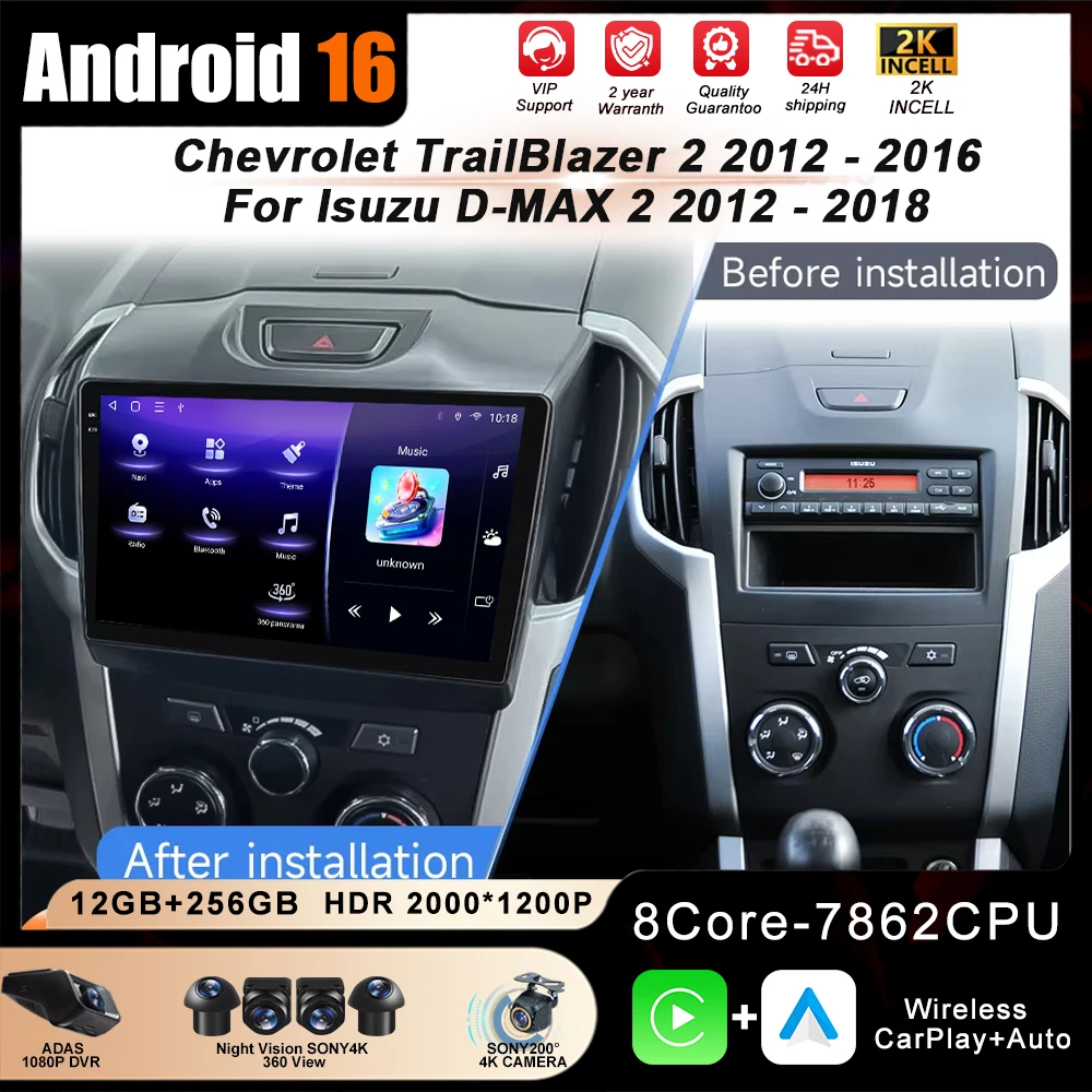 

Автомагнитола Android 16 Carplay для Chevrolet TrailBlazer 2012-2016, S-10, S10, Colorado, Isuzu D-Max, DMAX, стереосистема с Wi-Fi