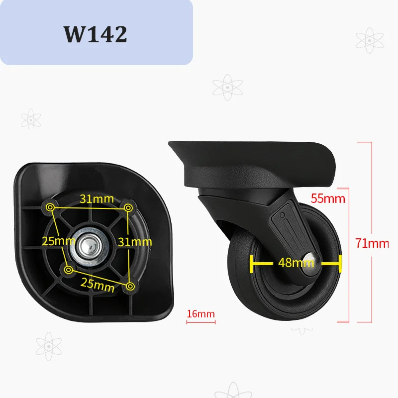 For W142 Universal Luggage Wheel Replacement Parts 360° Swivel Luggage Wheels Durable Suitcase Roller Accessories
