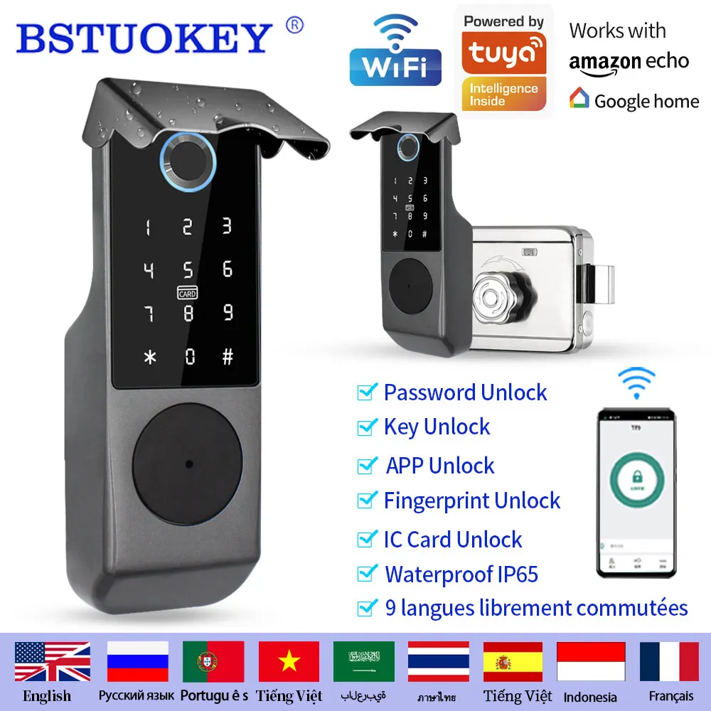 Supports Tuya App Outdoor Waterproof Smart Lock With Remote Control Digital Keypad TTLOCK Biometric Security for Gate Door