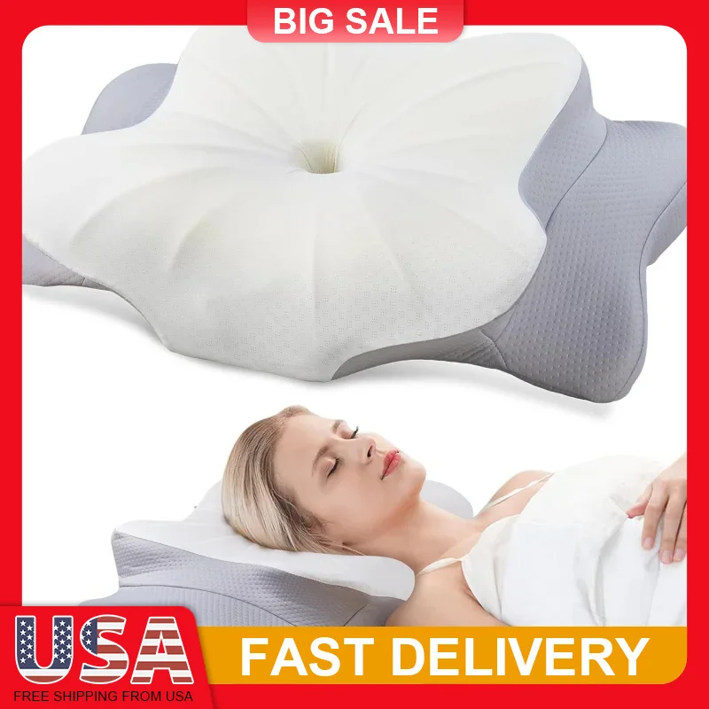 

Cervical Pillow Neck Support Contour Memory Foam Pillow with Pillowcase for Side Back Stomach Sleepers