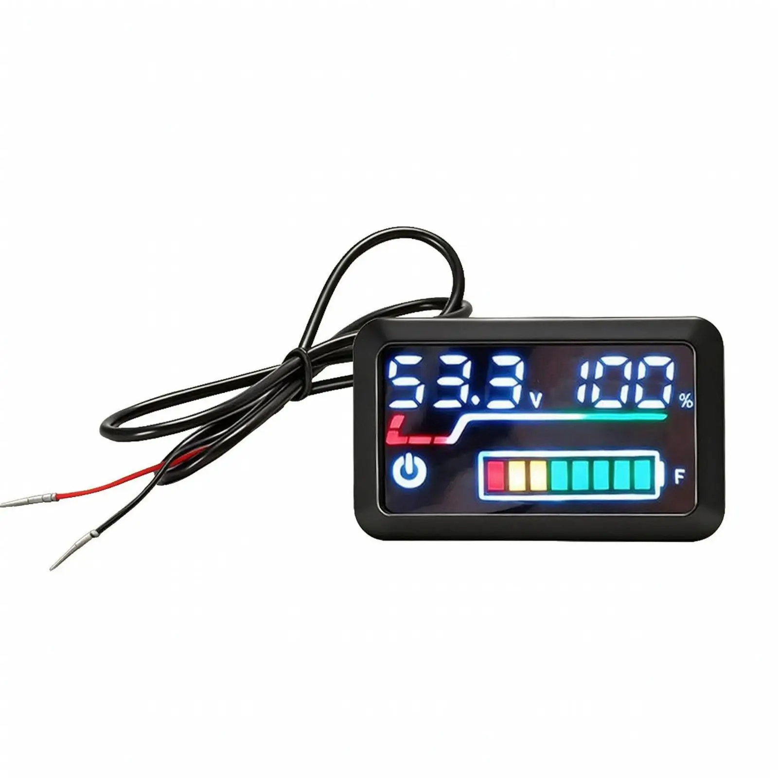 Electric Scooter Battery Display Gauge with Open Wire Terminals Retrofit Instrument for EV Bikes and Carts