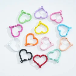 Colorful Heart Lobster Clasps Metal Painting Dog Buckle KeyRing Key Hooks Retaining Ring DIY Keychain Accessories
